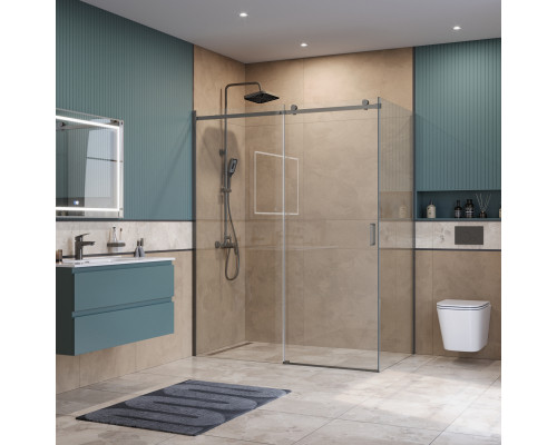 Душевой уголок BelBagno SOFT_CLOSE-2-AH-1-160/80-C-GM профиль оружейная сталь, стекло прозрачное