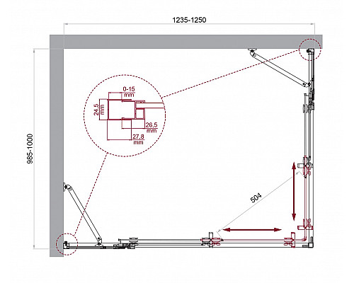 Душевой уголок BelBagno LUCE-AH-22-125/100-C-Cr