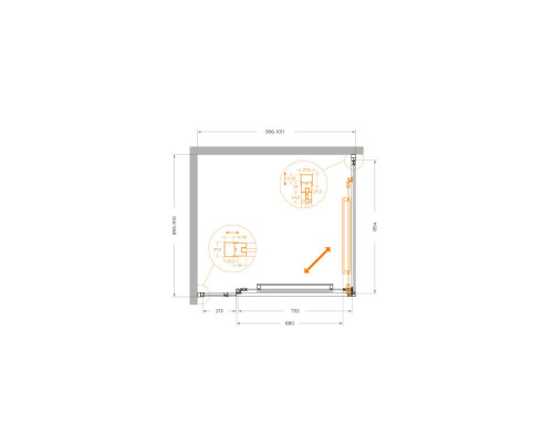 Душевой уголок CEZARES LUX-AH-FS-11-100/90-C-GM, 100х90 см, профиль оружейная сталь, стекло прозрачное