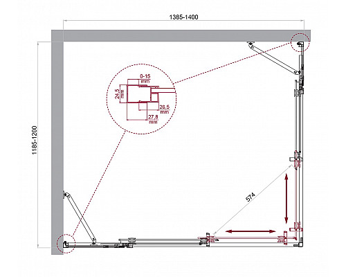 Душевой уголок BelBagno LUCE-AH-22-140/120-C-Cr