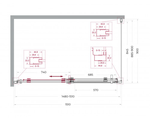 Душевой уголок BelBagno MARINO-2-AH-1-150/90-C-CR 150х90 см профиль хром, стекло прозрачное