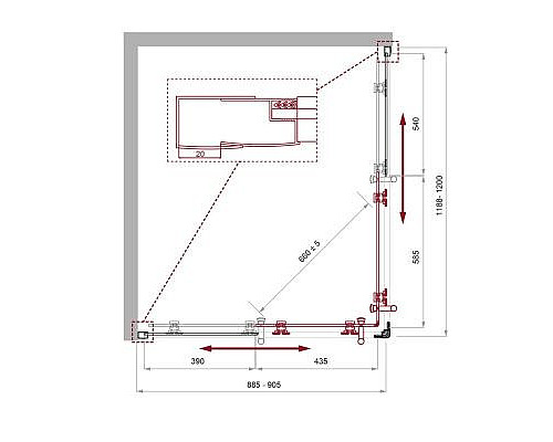 Душевой уголок BelBagno UNO-195-AH-2-120/90-P-NERO