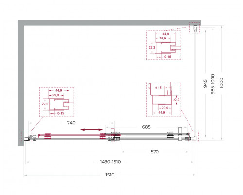 Душевой уголок BelBagno MARINO-2-AH-1-150/80-C-CR 150х80 см профиль хром, стекло прозрачное