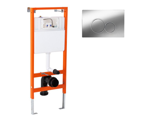 Инсталляция для подвесного унитаза в комплекте с клавишей смыва с круглыми кнопками BelBagno BB097SET.R.CR