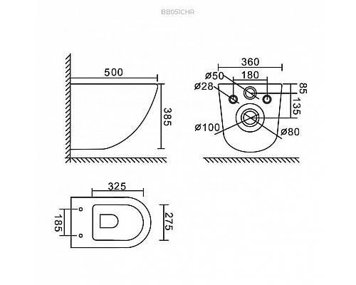 Комплект 4 в 1 BelBagno BB051CHR/BB051SC/BB002-80/BB014-SR-BIANCO