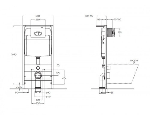 Комплект инсталляции BB026 с клавишей смыва BB041CR