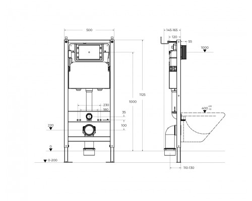Инсталляция для унитазов в комплекте с кнопкой смыва BelBagno BB-101-M-BR