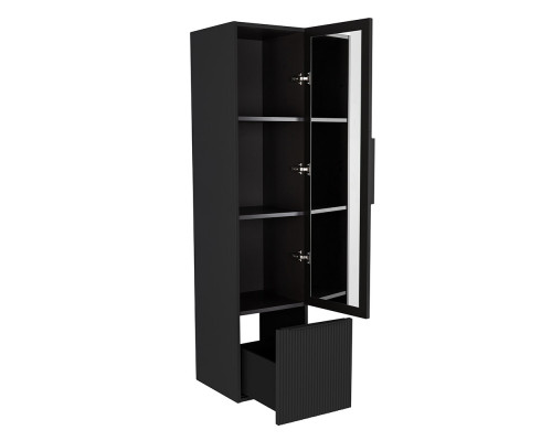 Колонна подвесная с распашной дверью с зеркалом внутри CEZARES PREMIUM PLISSE 55507 Nero opaco