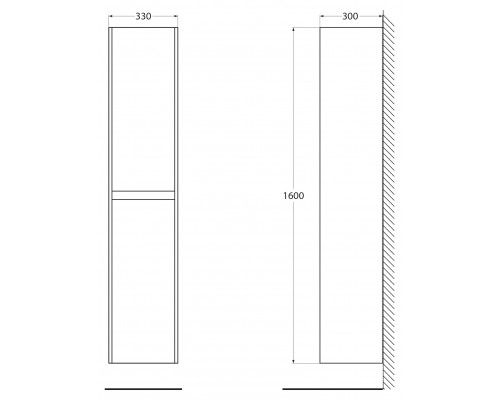 Шкаф подвесной с двумя распашными дверцами правосторонний BelBagno KRAFT-1600-2A-SC-RGB-R