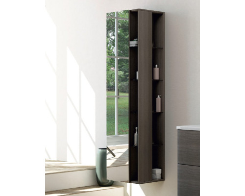 Колонна подвесная с открытыми полками и одной распашной дверцей, реверсивная 450х320х1580 CEZARES 53172 Rovere scuro Soft