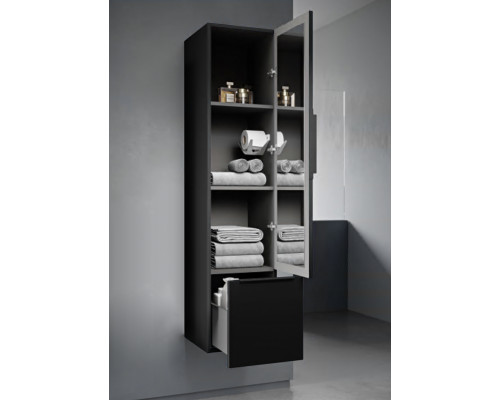 Колонна подвесная с распашной дверью с зеркалом внутри CEZARES PREMIUM 55502 Nero opaco