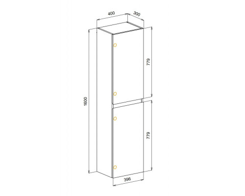 Шкаф подвесной с двумя распашными дверцами с двумя полками CEZARES MOLVENO-1600-2A-SC-BET