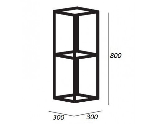 Двухъярусная подвесная металлическая полка 30x30x80 CEZARES CADRO-30/30/80-2C-SO-MET-ST Nero