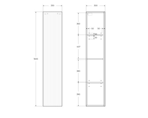 Пенал подвесной BelBagno UNO-1600-1A-SC-VO универсальный, Еловый матовый