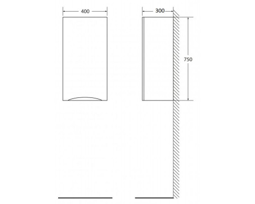 Шкаф подвесной, с одной распашной дверцей BelBagno FLY-MARINO-750-1A-SC-RCA-P-L