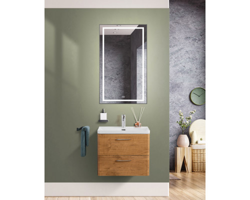 Подвесная тумба с раковиной Belbagno DUE 60 см Rovere Nature DUE-600-2C-SO-RN-P + BB-8076-3-60