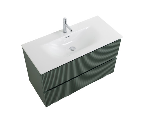 Тумба с раковиной подвесная 100 см, BelBagno UNO-1000-2C-SO-VO Еловый матовый, раковина белая BB-8099-100