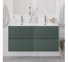 Тумба с раковиной подвесная 120 см, BelBagno UNO-1200-4C-SO-VO Еловый матовый, раковина белая BB-8099-120-2 с 2-я чашами