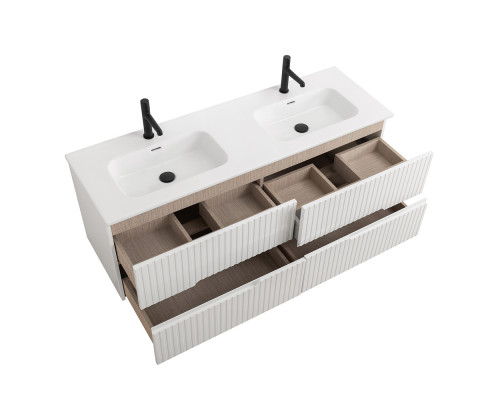 Мебель для ванной подвесная с четырьмя ящиками CEZARES DUET-N-1400-4C-SO-2-BL Bianco Lucido эмаль