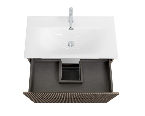 Тумба с раковиной подвесная 80 см, BelBagno UNO-MINI-800-2C-SO-СO Бежевый матовый, раковина белая BB-8099-3-80