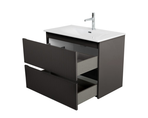 Тумба с раковиной подвесная 90 см, BelBagno UNO-900-2C-SO-GSO Темно-Серый матовый, раковина белая BB-8099-90