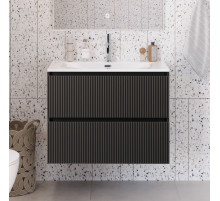 Тумба с раковиной подвесная 70 см, BelBagno UNO-MINI-700-2C-SO-GSO Темно-Серый матовый, раковина белая BB-8099-3-70