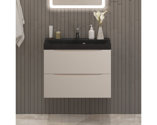 Тумба с раковиной подвесная BelBagno MARINO-700 Crema Opaco, раковина чёрная BB700/450-LV-ART-AST-NERO