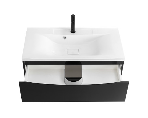 Тумба с раковиной подвесная BelBagno MARINO-800 Nero Lucido, раковина белая BB800/450-LV-MR-PR