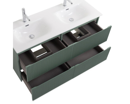 Тумба с раковиной подвесная 120 см, BelBagno UNO-1200-4C-SO-VO Еловый матовый, раковина белая BB-8099-120-2 с 2-я чашами