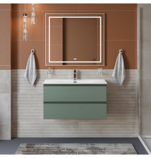 Тумба с раковиной подвесная BelBagno KRAFT-900-2C-SO-VO, 90 см, Еловый Матовый, раковина белая BB-8099-90