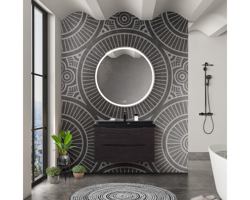 Тумба с раковиной подвесная BelBagno MARINO-800 Rovere Cioccolato Amaro, раковина  BB800/450-LV-ART-AST-NERO