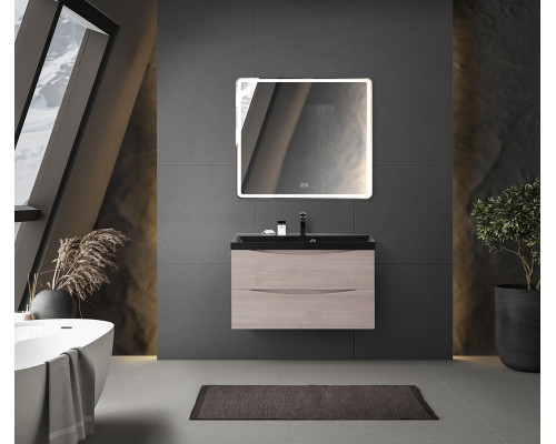 Тумба с раковиной подвесная BelBagno MARINO-800 Rovere Grigio, раковина черная BB800/450-LV-ART-AST-NERO