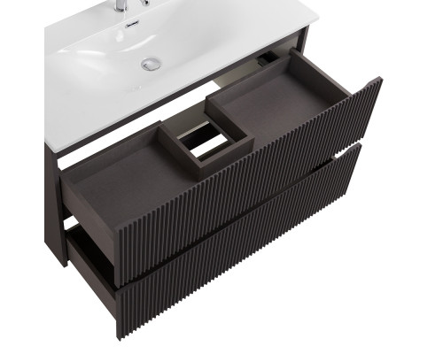 Тумба с раковиной подвесная 120 см, BelBagno UNO-1200-2C-SO-GSO Темно-Серый матовый, раковина белая BB-8099-120