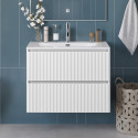 Тумба с раковиной подвесная 80 см, BelBagno UNO-800-2C-SO-BO Bianco Opaco, раковина белая BB-8099-80