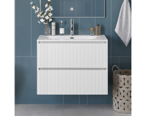 Тумба с раковиной подвесная 80 см, BelBagno UNO-800-2C-SO-BO Bianco Opaco, раковина белая BB-8099-80