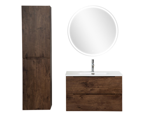 Тумба с раковиной подвесная 80 см, BelBagno ETNA39-800/390-2C-SO-RW-P Rovere Moro, раковина BB800/390ETL белая