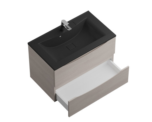 Тумба с раковиной подвесная BelBagno MARINO-800 Rovere Grigio, раковина черная BB800/450-LV-ART-PR-NERO