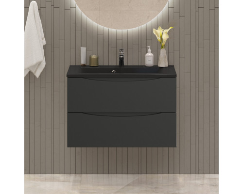 Тумба с раковиной подвесная BelBagno MARINO-800 Nero Lucido, раковина черная BB800/450-LV-ART-PR-NERO