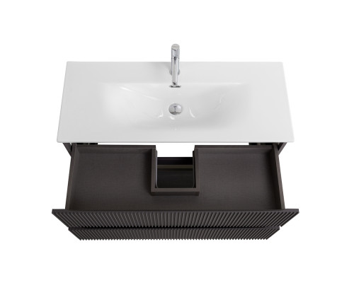 Тумба с раковиной подвесная 100 см, BelBagno UNO-MINI-1000-2C-SO-GSO Темно-Серый матовый, раковина белая BB-8099-3-100