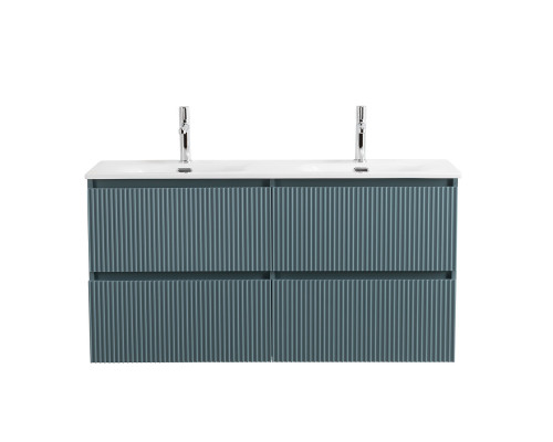 Тумба с раковиной подвесная 120 см, BelBagno UNO-1200-4C-SO-AO Голубой матовый, раковина белая BB-8099-120-2 с 2-я чашами