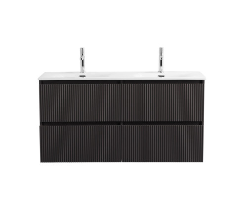 Тумба с раковиной подвесная 120 см, BelBagno UNO-1200-4C-SO-GSO Темно-Серый матовый, раковина белая BB-8099-120-2 с 2-я чашами