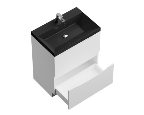Тумба с раковиной напольная BelBagno MARINO-600 Bianco Lucido, раковина черная BB600/450-LV-ART-AST-NERO