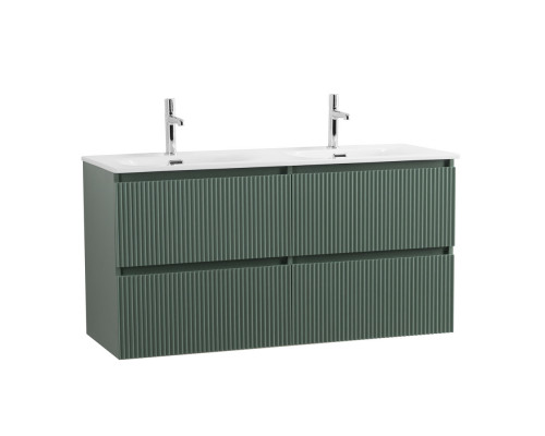 Тумба с раковиной подвесная 120 см, BelBagno UNO-1200-4C-SO-VO Еловый матовый, раковина белая BB-8099-120-2 с 2-я чашами