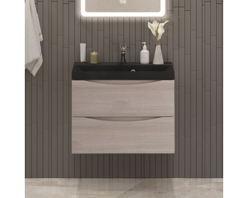 Тумба с раковиной подвесная BelBagno MARINO-700 Rovere Grigio, раковина чёрная BB700/450-LV-ART-AST-NERO