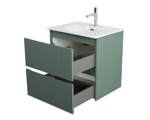 Тумба с раковиной подвесная 60 см, BelBagno UNO-600-2C-SO-VO Еловый матовый, раковина белая BB-8099-60