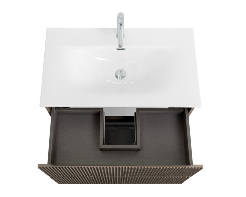 Тумба с раковиной подвесная 80 см, BelBagno UNO-800-2C-SO-CO Бежевый матовый, раковина белая BB-8099-80