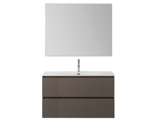 Тумба с раковиной подвесная 90 см, BelBagno UNO-MINI-900-2C-SO-СO Бежевый матовый, раковина белая BB-8099-3-90