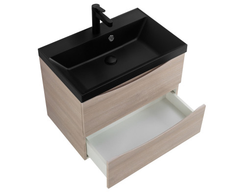 Тумба с раковиной подвесная BelBagno MARINO-700 Rovere Grigio, раковина чёрная BB700/450-LV-ART-AST-NERO