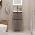 Тумба с раковиной подвесная 40 см, BelBagno UNO-MINI-400-2C-SO-CO Бежевый матовый, раковина белая BB-8099-3-40