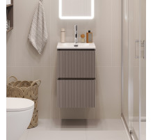 Тумба с раковиной подвесная 40 см, BelBagno UNO-MINI-400-2C-SO-CO Бежевый матовый, раковина белая BB-8099-3-40